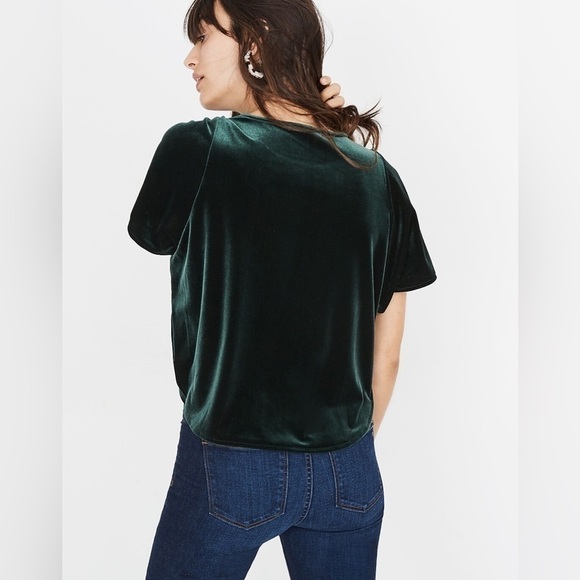 Madewell Velvet flutter sleeve Top XS - Picture 2 of 8